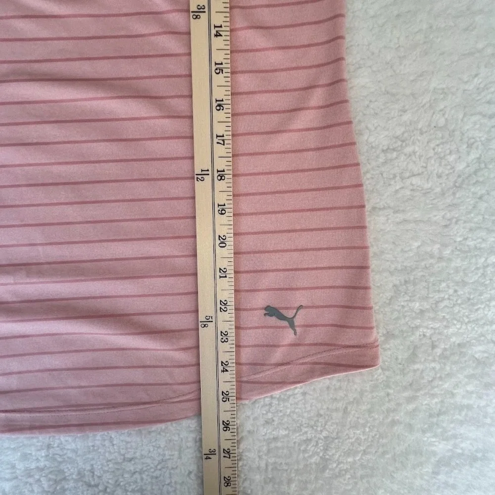Puma Sleeveless Golf Polo Womens L Pink Striped Athletic Performance Top - Picture 6 of 7